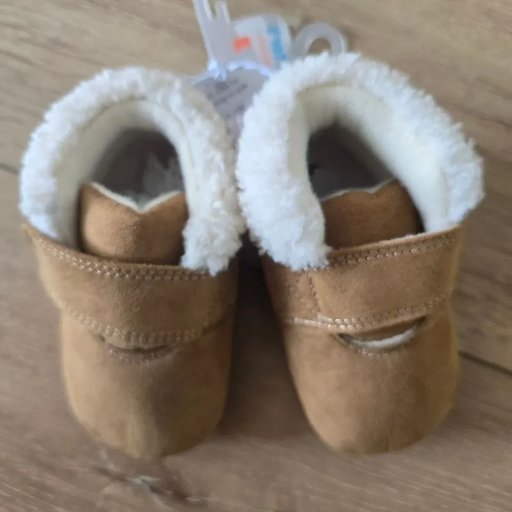 Carters Just One Baby Boy Mocassin Strap Booties Tan Unisex